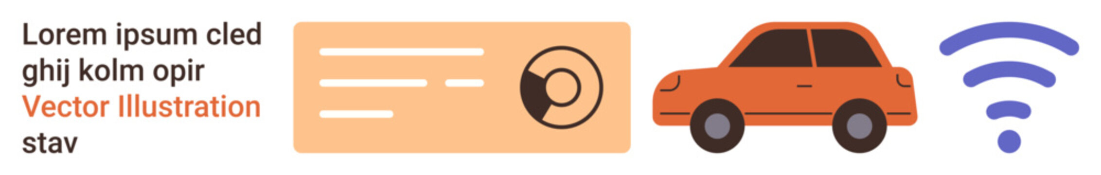 Smart mobility, IoT devices, car sharing, remote control, vehicle identification, connected vehicles. A car beside a license and wireless symbol. Smart mobility and IoT devices concept