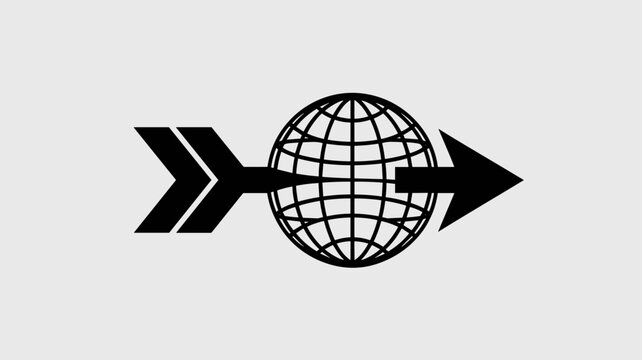 Minimalist arrow and globe transformation mark &ndash; Suitable for global trade organizations, international consulting, or geographic data solutions.