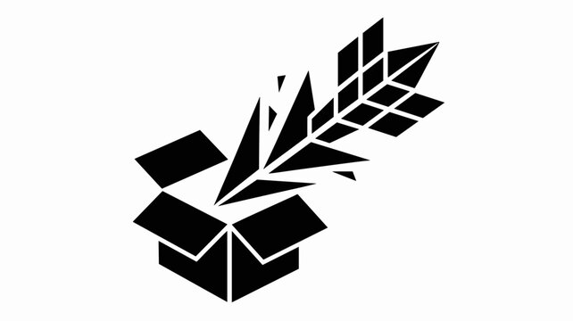 Geometric arrow escaping from broken box &ndash; Suitable for startup disruption, freedom in business, or unconventional strategy themes.