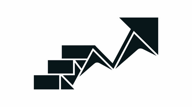 Minimalist stair arrow transitioning to line graph &ndash; Perfect for strategic planning, performance metrics, or systematic advancement.