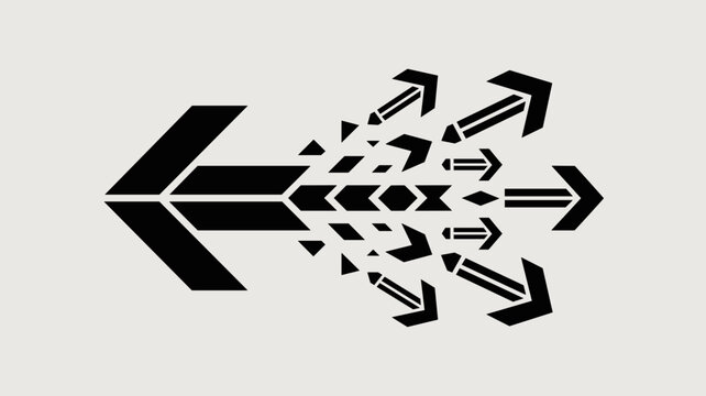 Geometric arrow splitting into multiple trajectories &ndash; Perfect for business diversification, multi-channel growth, or decentralized power.