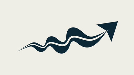 Obraz premium Navy blue undulating arrow for market trends – Great for showing flexibility, momentum, and smooth navigation through volatility.
