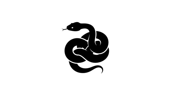 Stylized silhouette of a coiled snake representing danger mystery or a brand logo element with black and white