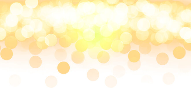 Glowing golden bokeh lights with soft focus effects shimmering brightly on transparent background