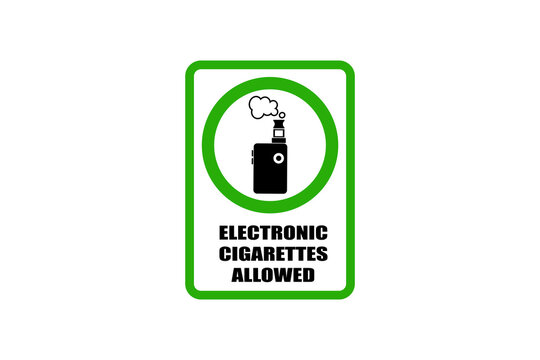 Electronic Cigarettes Allowed Sign Isolated on White Background Vape Smoking Permission Symbol JPG