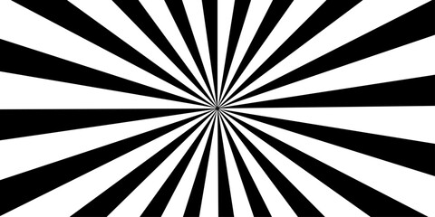 Abstract, striking black and white starburst design, emanating from a central point, a visually captivating display.  © FANUSH