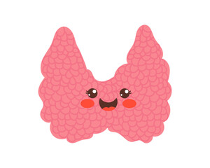 Obraz premium Happy Thyroid Gland Character. Healthy Body Organ. Cartoon Vector Illustration.