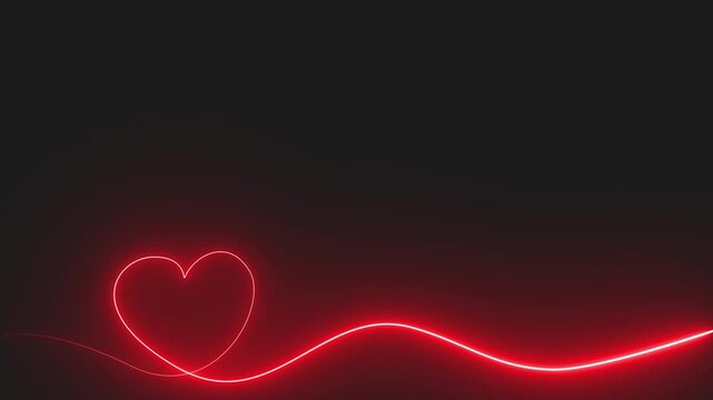 Glowing Red Heart Light Trail Motion Graphic.
Romantic Neon Love Wave Animation on Transparent Background.