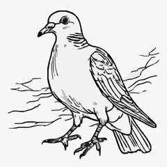 Fototapeta premium Hand-Drawn Mourning Dove Coloring Page for Kids and Adults