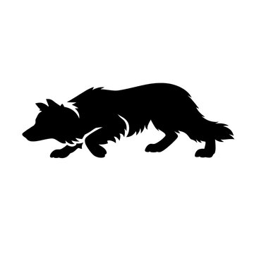 Black silhouette of a border collie dog running dog silhouette running dog black and white animal de