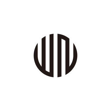 Letter wn circle, lines geometric symbol simple logo vector