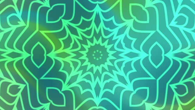 Teal and green abstract mandala pattern suitable for backgrounds, textiles, prints, digital designs, stationery, and home decor products.