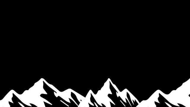animated silhouette of snow mountain with transparent background