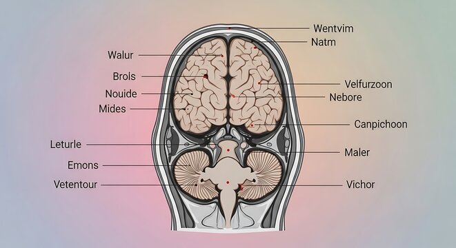 Colorful Brain Cross Section Diagram Inside Brain Anatomy Head
