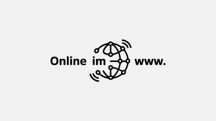 Fototapeta premium Black and white illustration of online internet website concept with globe symbol