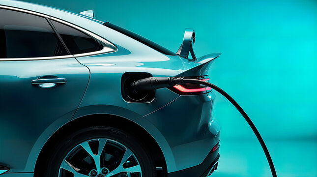 Blue Electric Vehicle Charging With Contemporary Electric Car Chargers System