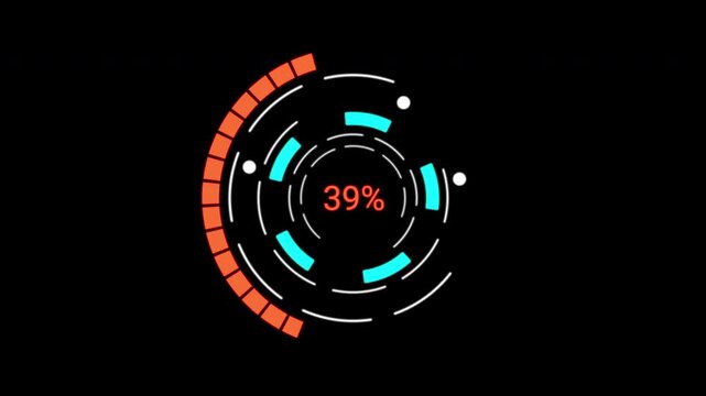 Advanced Loading Data HUD Display. High-tech rotating UI telemetry and graphs. Pro-grade digital analysis dashboard.