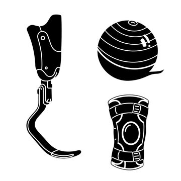 Prosthetic Leg, Fitness Ball, Knee Brace - Rehabilitation and Fitness Icons
