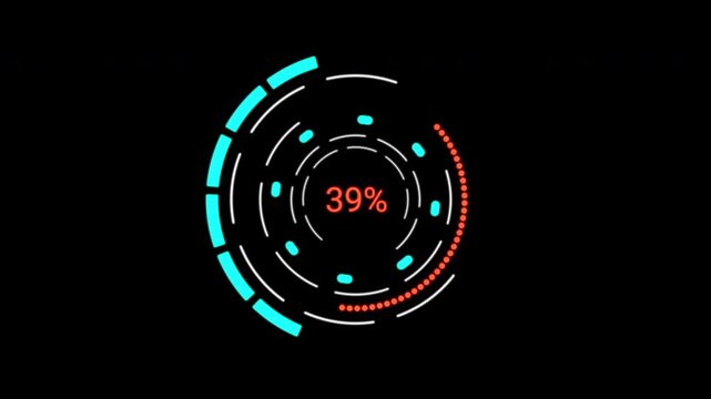 Innovative Loading Data HUD Display. High-speed rotating UI circles and digital data analysis for tech visuals