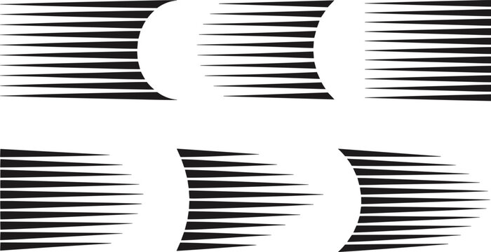 Abstract speed lines collection set, motion stripe effects, black vector illustration for dynamic graphic design