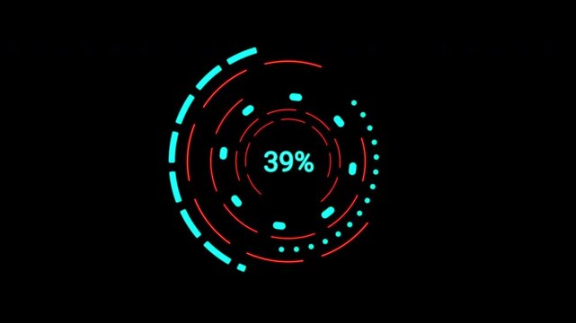 Dynamic Loading Data HUD Display. Futuristic scanning interface with moving graphs and sliders. Premium 4K tech element.