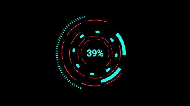 Advanced Loading Data HUD Display telemetry. Seamless rotating UI circles for data scanning. Pro-grade infographic tech.