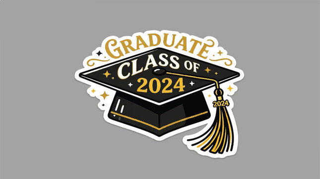 Graduation Celebration Graphic for Class of 2024 with Cap and Tassel.