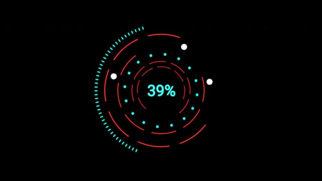 Dynamic Loading Data HUD Display. Futuristic scanning interface with moving graphs and sliders. Premium 4K tech element.