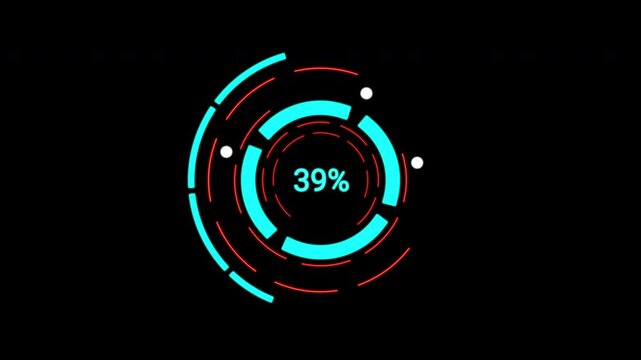 Intricate Loading Data HUD Display for network monitoring. Seamless rotating UI components and data sliders. Pro-level VFX