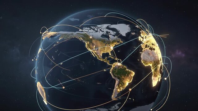 Dynamic glowing globe with pulsing connections illustrating global network and digital connectivity
