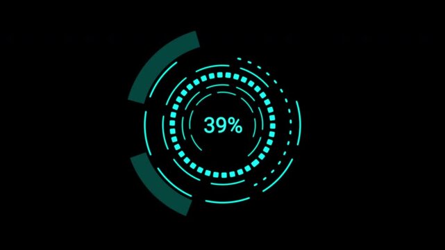 Futuristic Loading Data HUD Display. High-fidelity interface with moving graphs and sliders. Professional overlay for VFX.