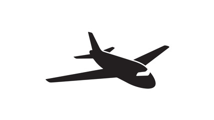 Airplane icon with wings and tail in silhouette style featuring aviation, travel, transportation with flight and jet elements for aircraft, plane © Olise