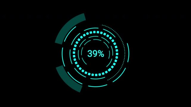 Robust Loading Data HUD Display interface. Animated tech graphs and rotating circles. Innovative UI for data scan.