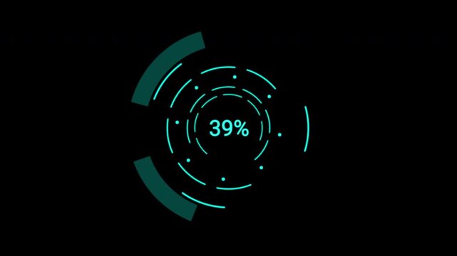 High-tech Loading Data HUD Display. Digital data analyzing interface with telemetry circles for professional editors.
