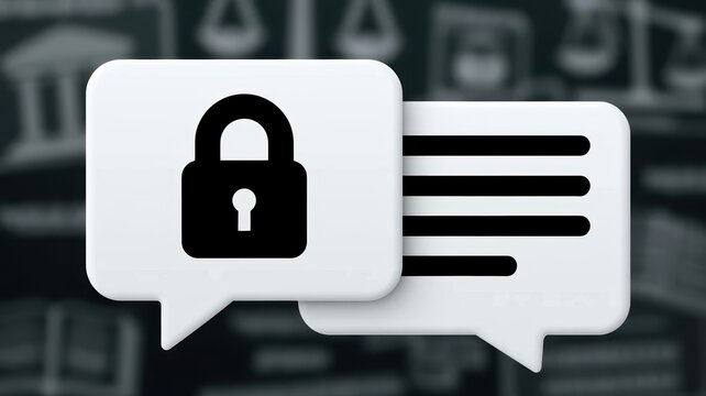 Secure private communication icon showing encrypted messaging bubbles concept illustration