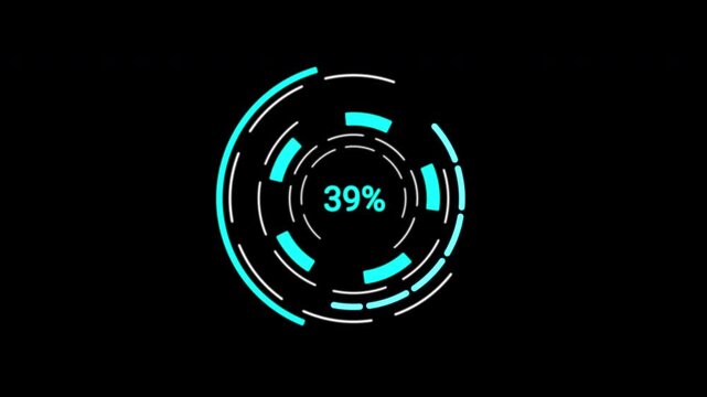 Innovative Loading Data HUD Display. High-speed rotating UI circles and digital data analysis for tech visuals