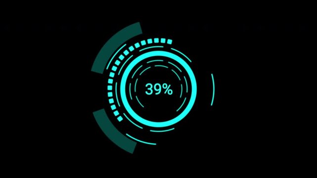 Versatile Loading Data HUD Display module. Rotating digital telemetry and moving graphs. Premium VFX asset for futuristic tech visuals.