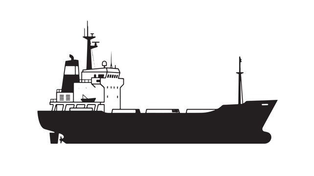 Ship cargo vessel with containers and crane on deck featuring maritime, transportation, logistics with freight and shipping elements for industrial,