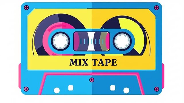 Retro colorful mix tape cassette.