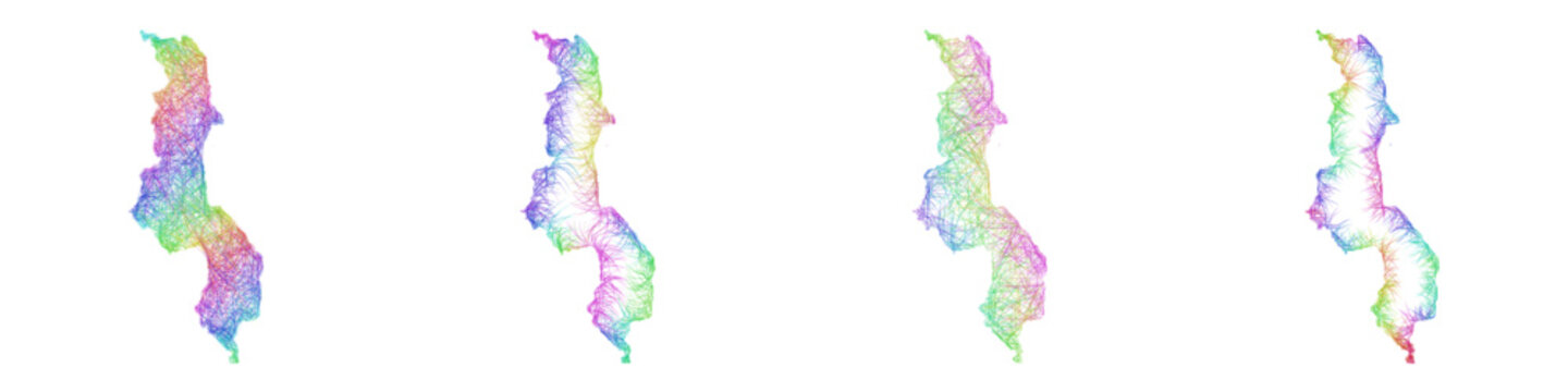 Multicolor sketch Malawi map design set