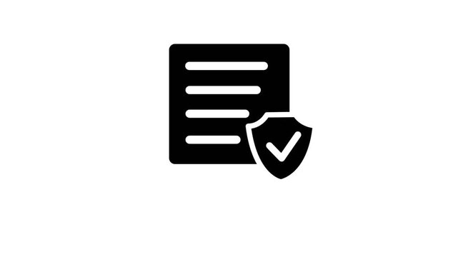 Animated Secure Document Icon with Shield and Checkmark for Data Protection, Compliance, and Verified Privacy Concepts. Minimalist UI Motion Graphic