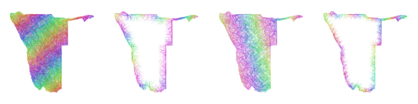 Multicolor sketch Namibia map design set