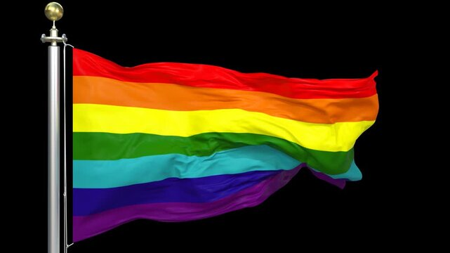 LGBT Pride Rainbow Flag Waving Alpha Channel