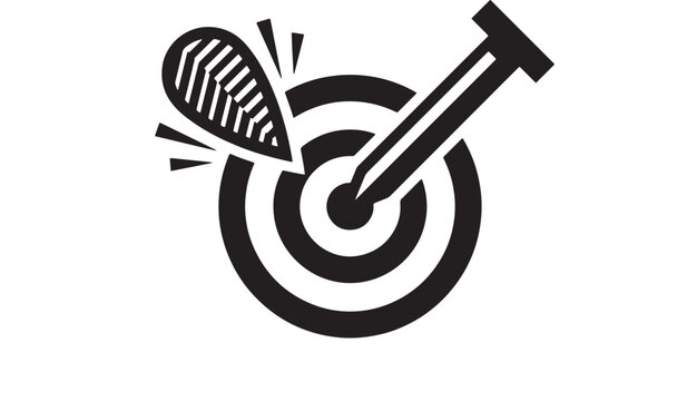 Gun target icon with crosshair, bullet impact lines and bold silhouette style for shooting range branding
