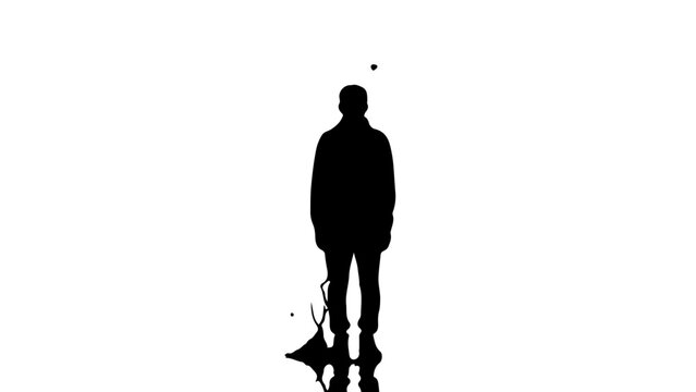 Bold vector illustration of human silhouette with cracked shadow symbolizing trauma and resilience