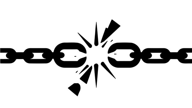 Bold vector illustration of broken chains symbolizing freedom and hope for victims of torture isolated on white background