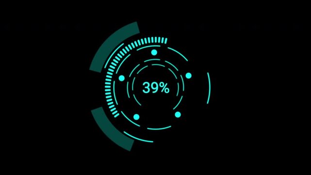 Sophisticated Loading Data HUD Display with intricate circular telemetry. Cutting-edge digital interface for pro VFX