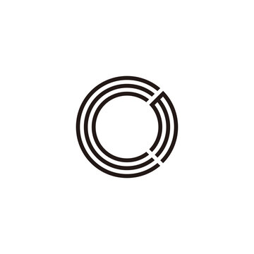 Letter Cm lines, circle geometric symbol simple logo vector