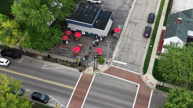 Aerial view of Kay's Ice cream stand in Springboro, Ohio
