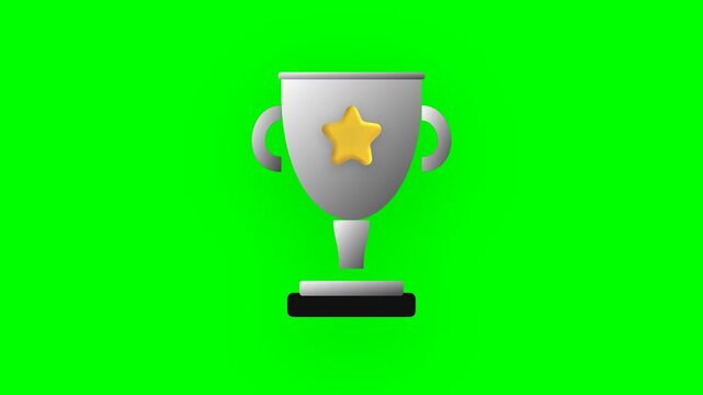 Animated Silver Star Trophy on Green Screen Chroma Key